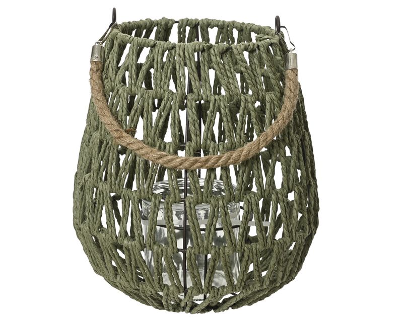 GREEN PAPERROPE LANTERN - 11"
