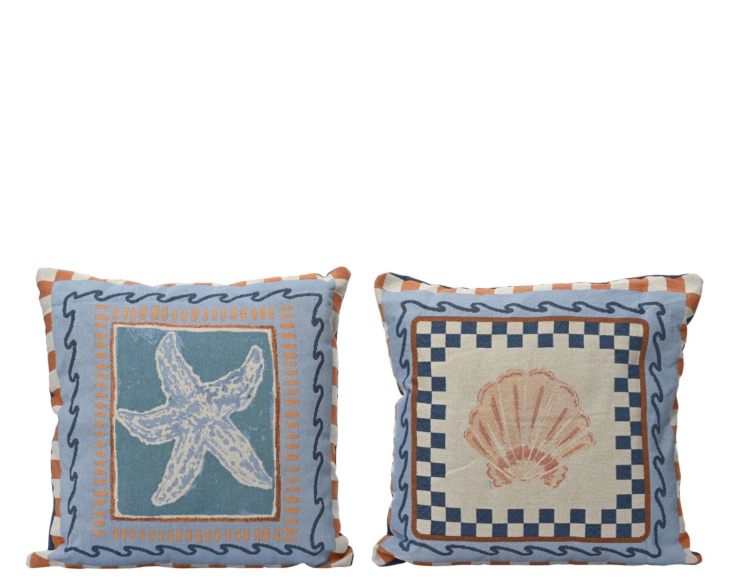 COASTAL SHELL DESIGN CUSHION- 17"