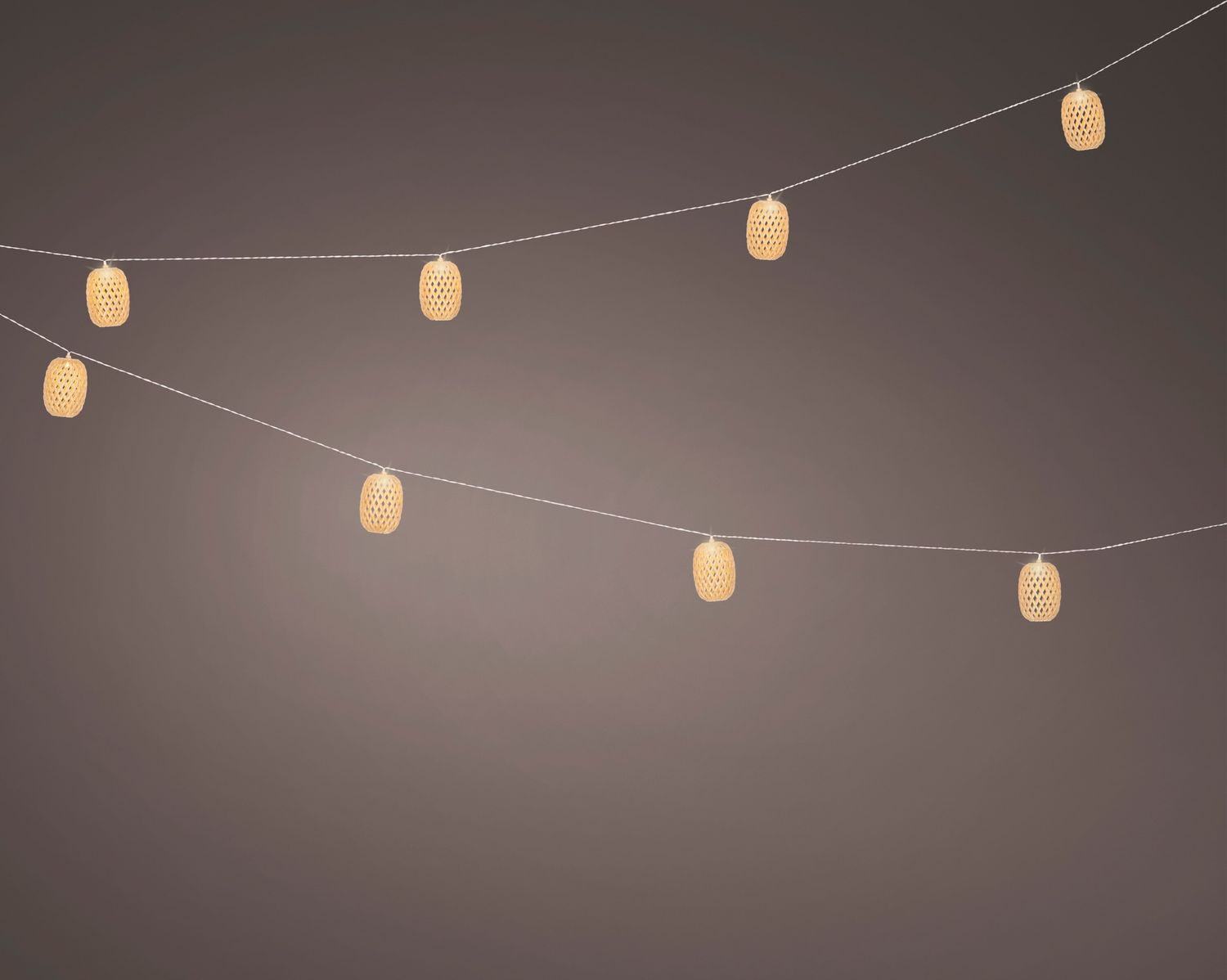 SOLAR RATTAN LANTERN STRING LIGHTS