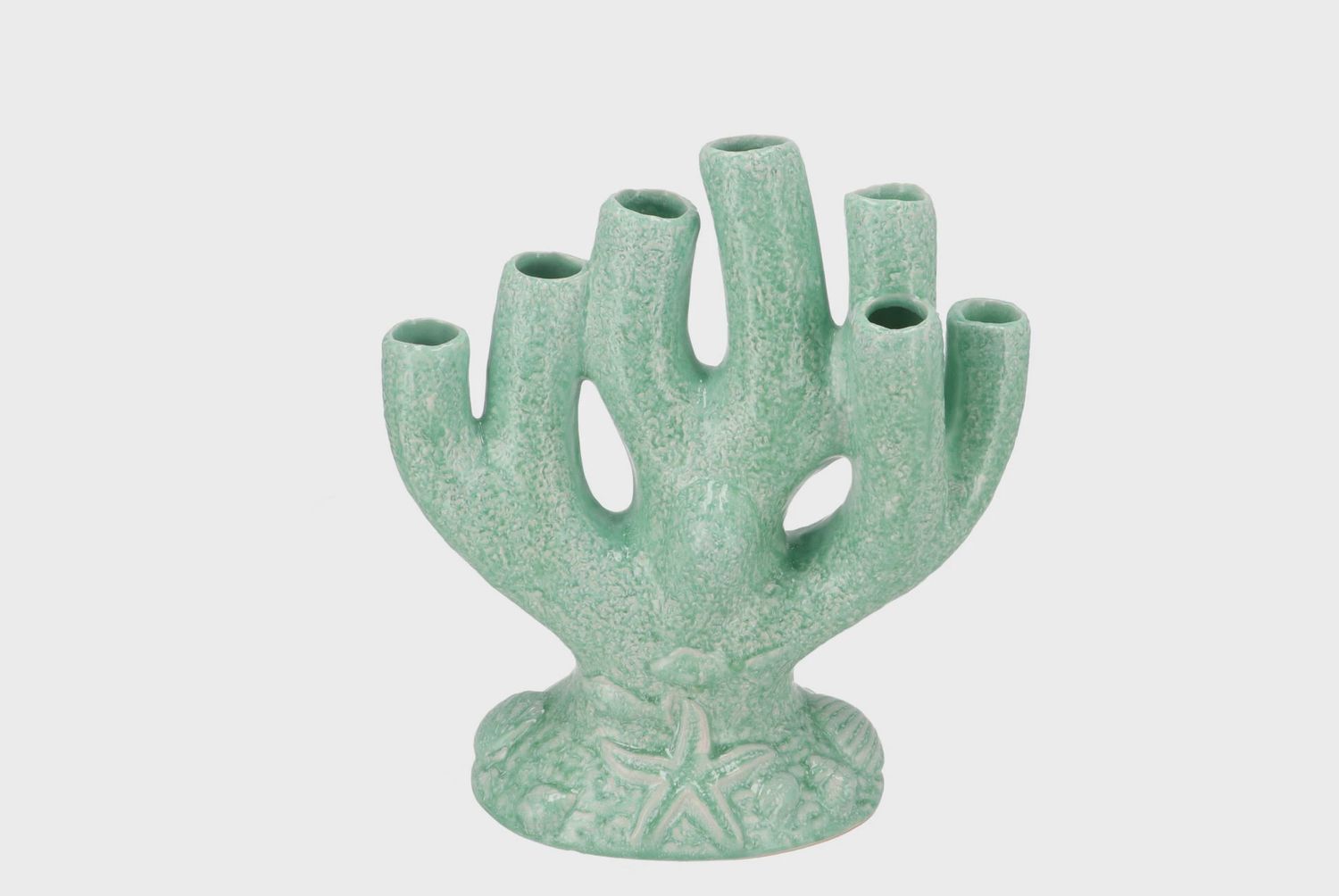 SHELLA CORAL SHAPED GREEN VASE- SMALL