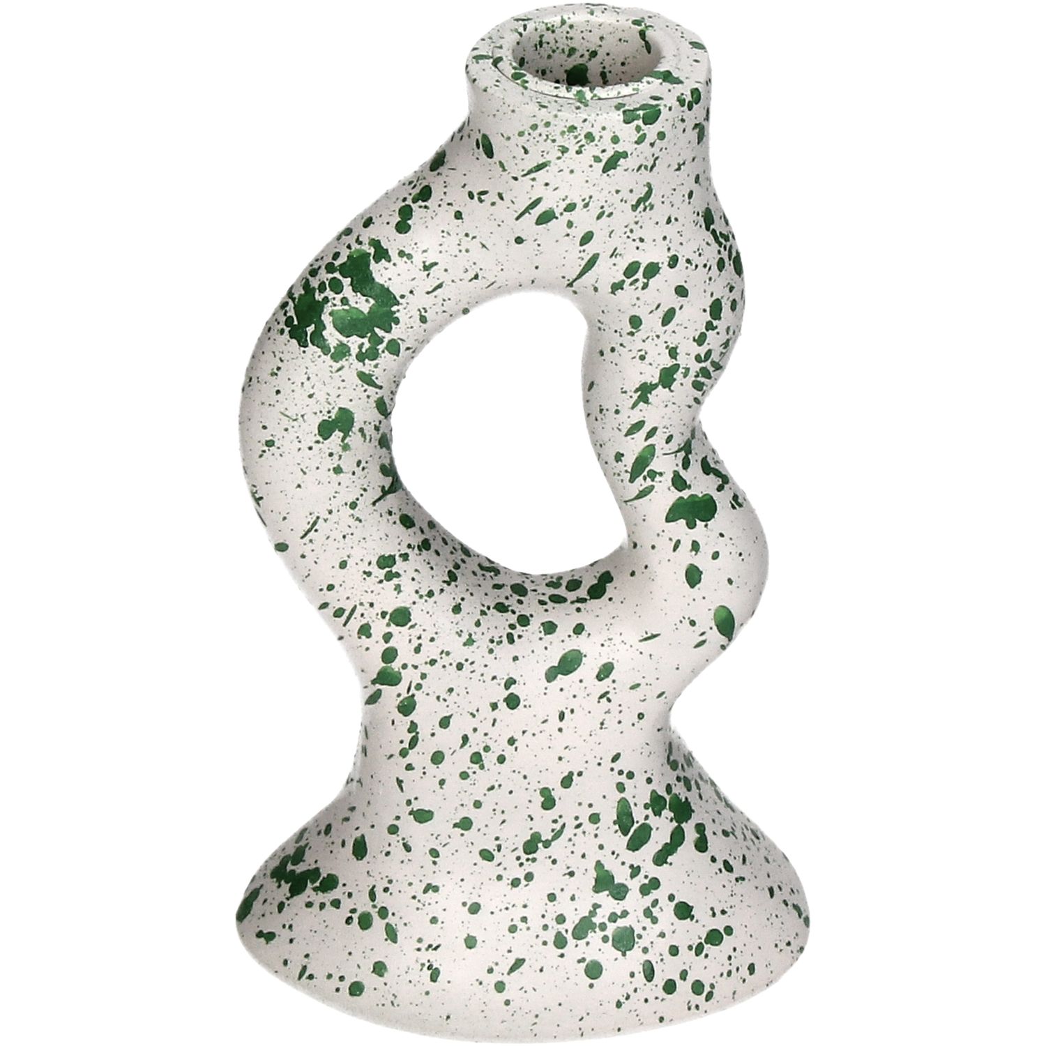 Candle Stick Organic Polyresin White 10x6.5x17cm