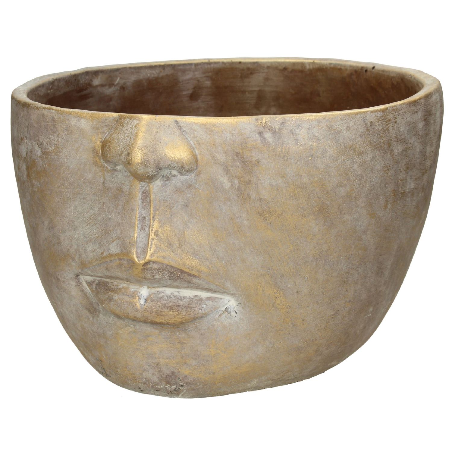 Planter Face Gold 18x29x29cm Planter Face Gold 18x29x29cm