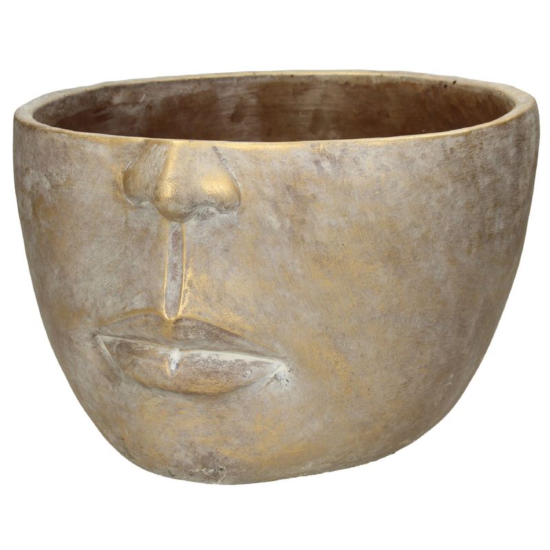 Planter Face Gold 18x29x29cm