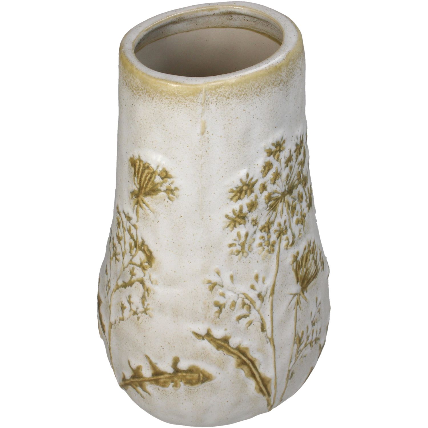 Vase Hogweed stoneware beige 16x14x27cm
