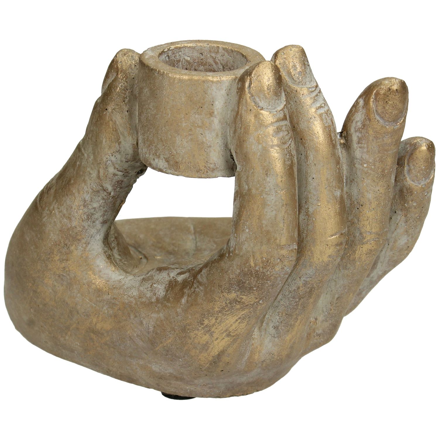 Candle Stick Hand Gold 11x9x13cm