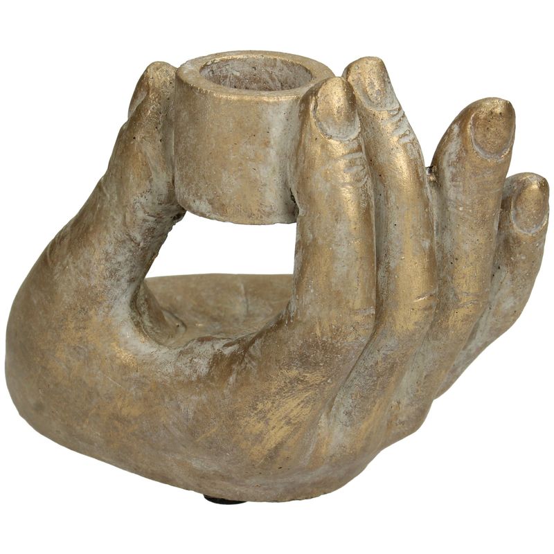 Candle Stick Hand Gold 11x9x13cm