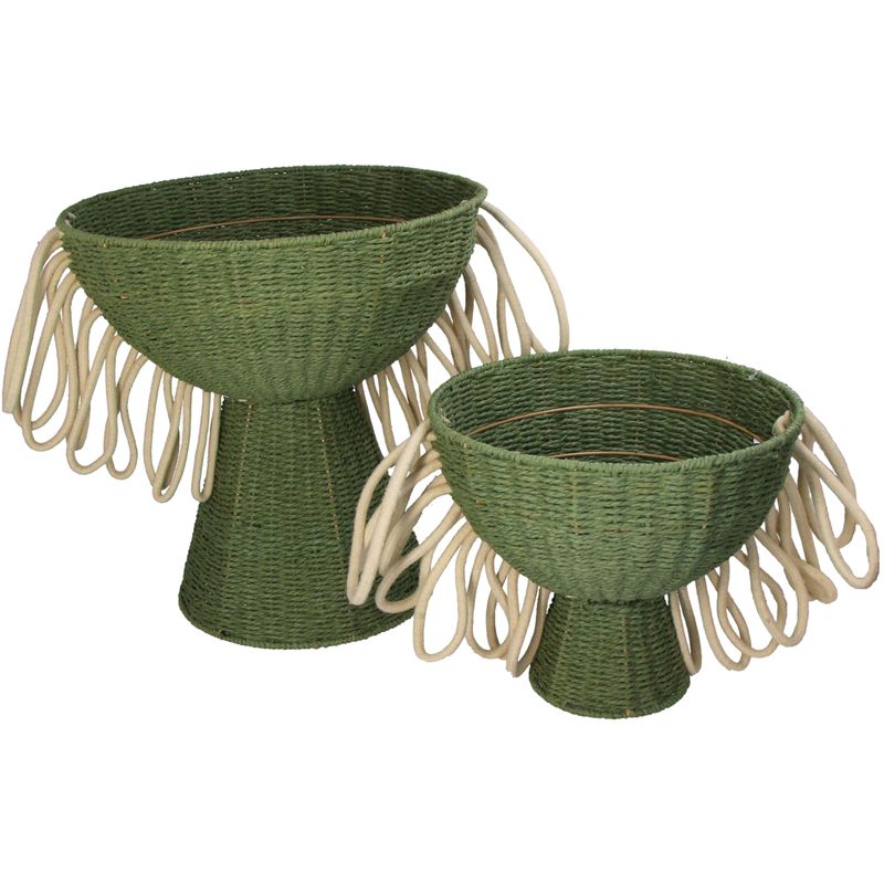 Basket Paper Green 38x38x40cm S/2