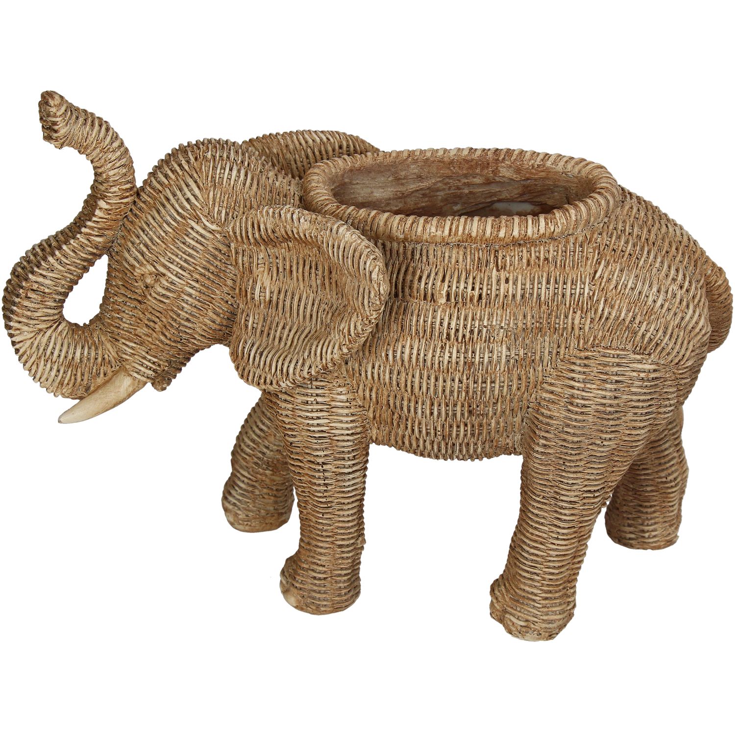 Planter Elephant Polyresin Natural 32x16x24cm