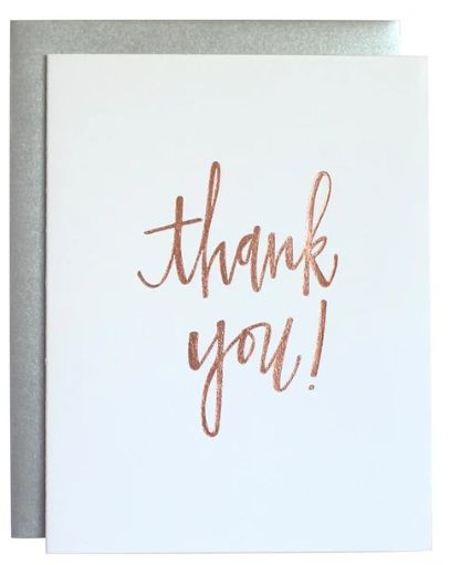 Thank You - Rose Gold Script Letterpress Card