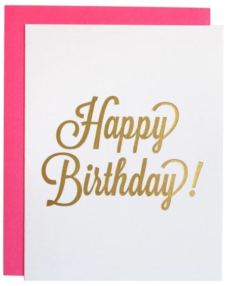 Birthday Script Foil Letterpress Card