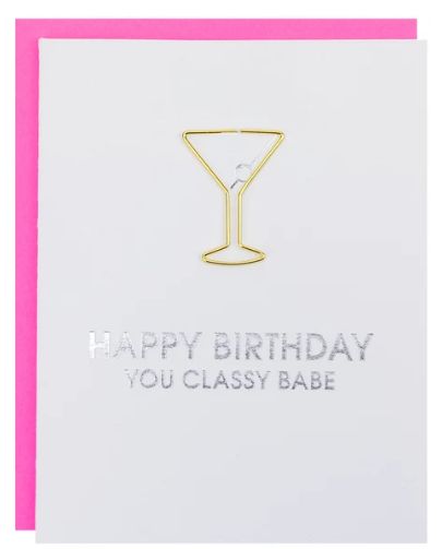 HBD Classy Babe - Martini Paper Clip Card
