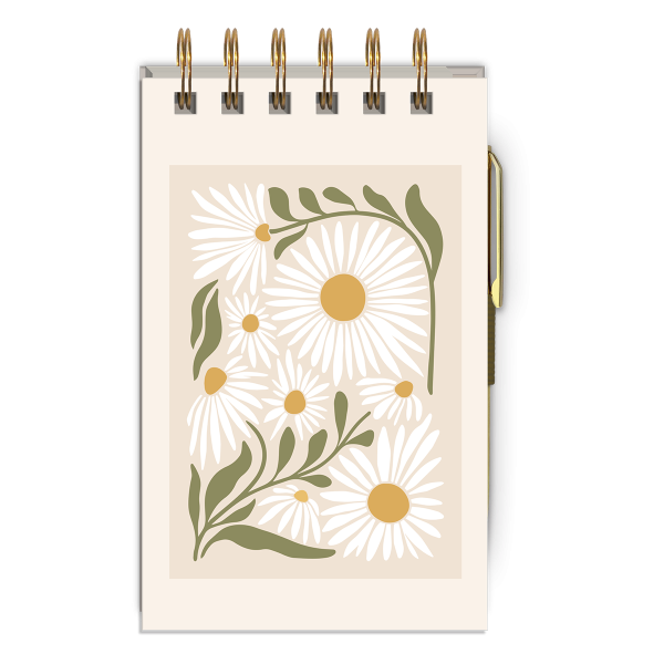 Flower Market Spiral Jotter Notepad with Pen, PATTERN: Daisy