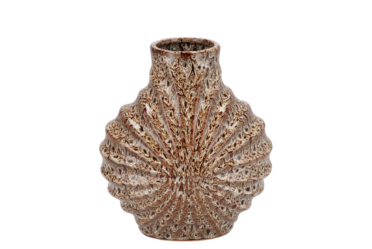 ROUND TEXTURED LARGE SHELL CERAMIC VASE