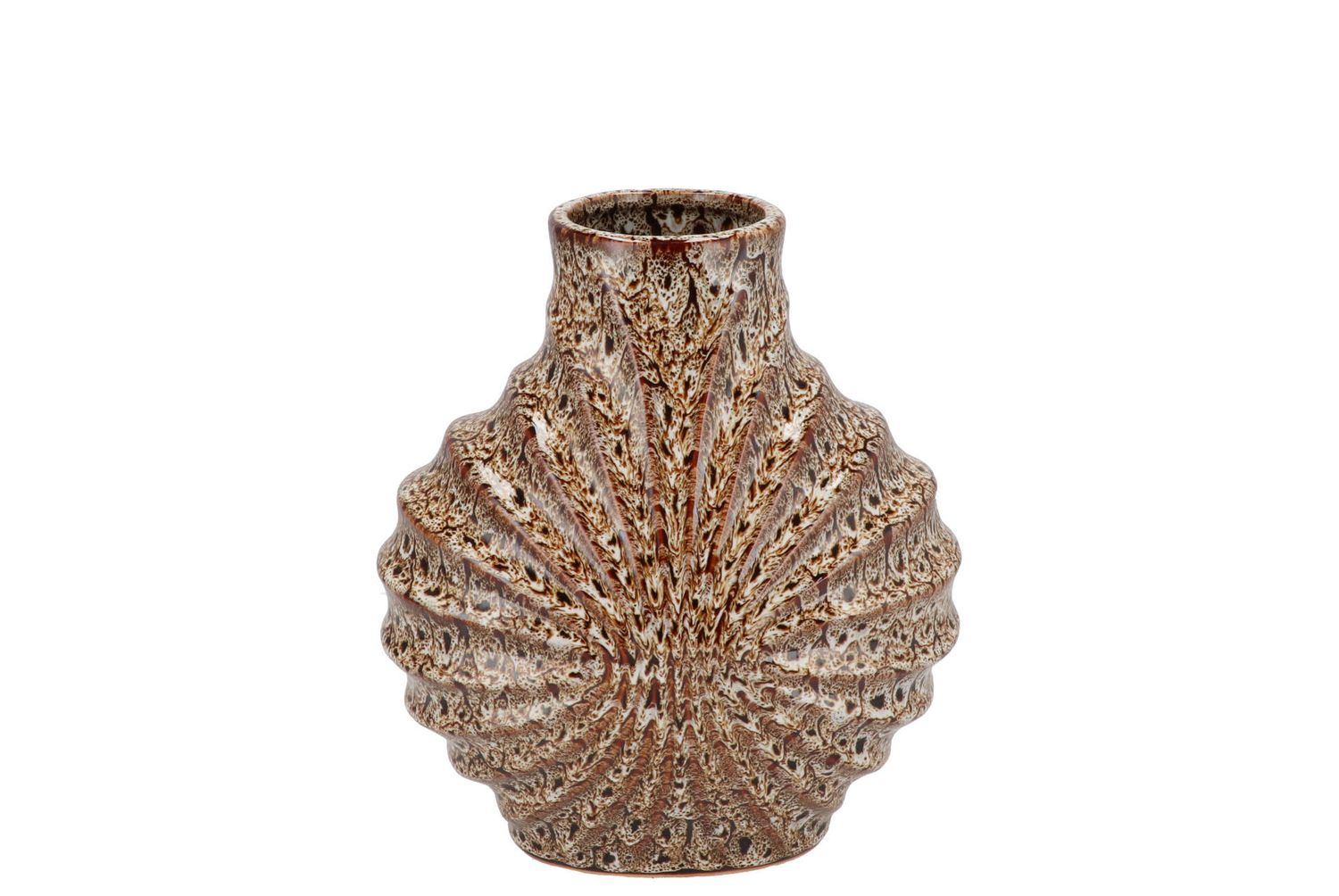 ROUND TEXTURED SMALL SHELL CERAMIC VASE