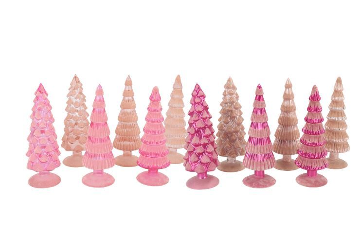 TWINKLE PINK GLASS CHRISTMAS TREE DECORATION, STYLE: PINK SCALLOPED