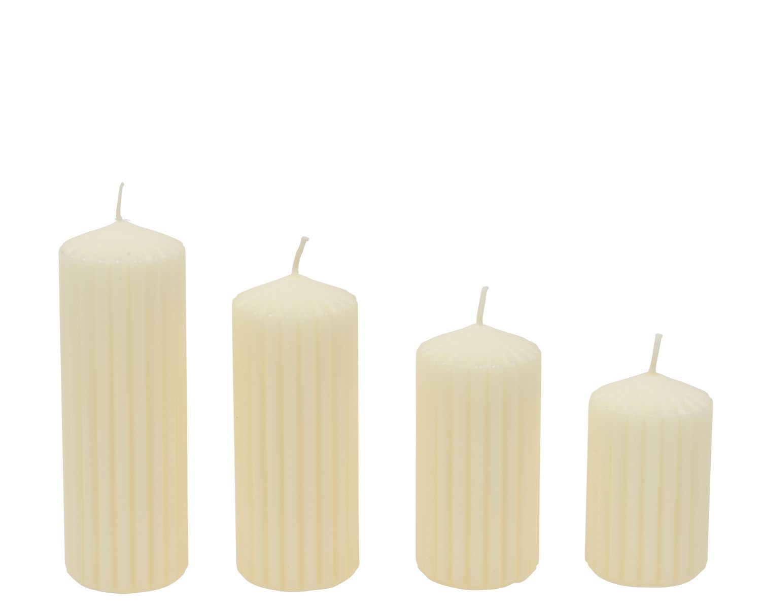 IVORY RIBBED PILLAR CANDLE 4 PCS