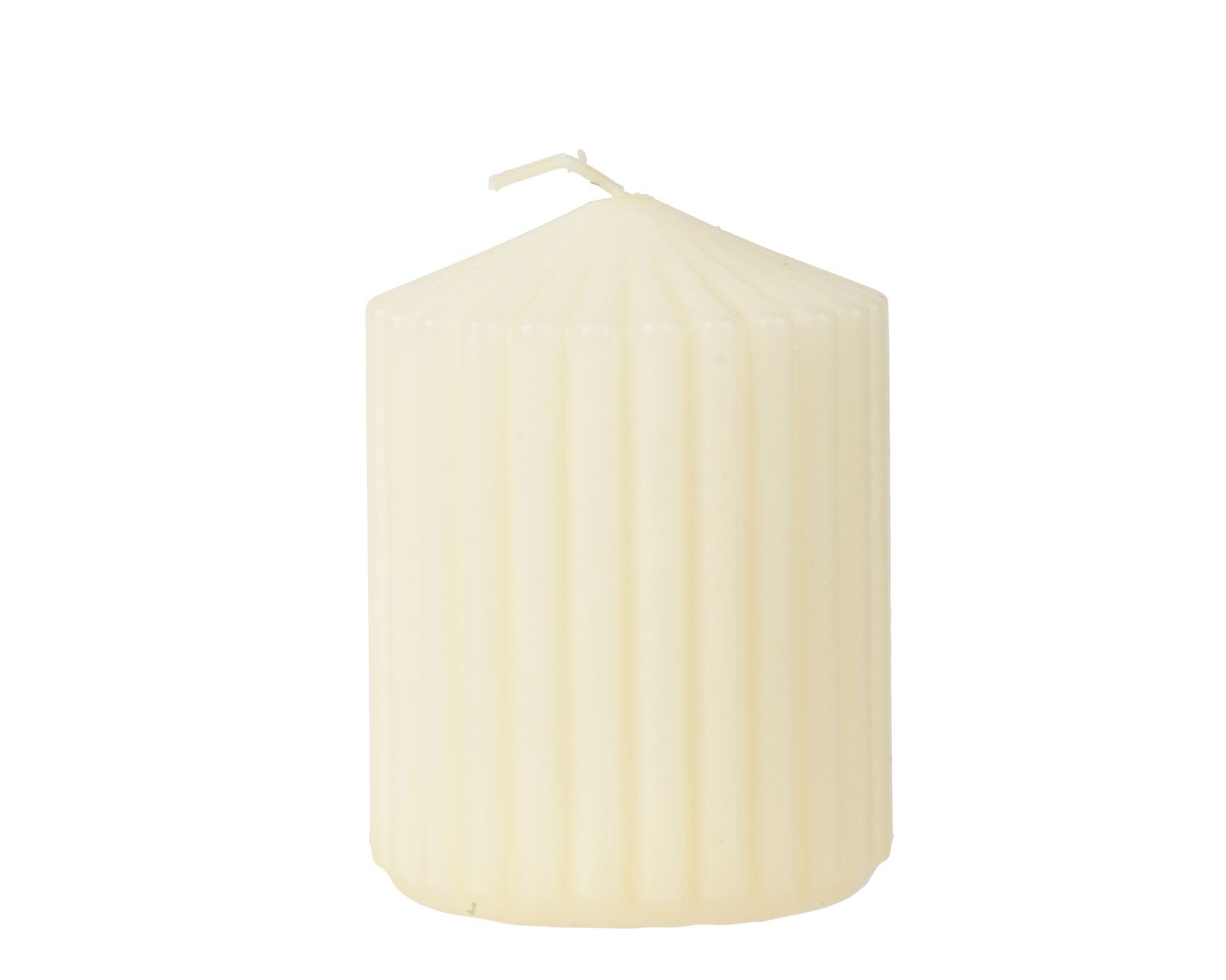 IVORY RIBBED PILLAR CANDLE SMALL