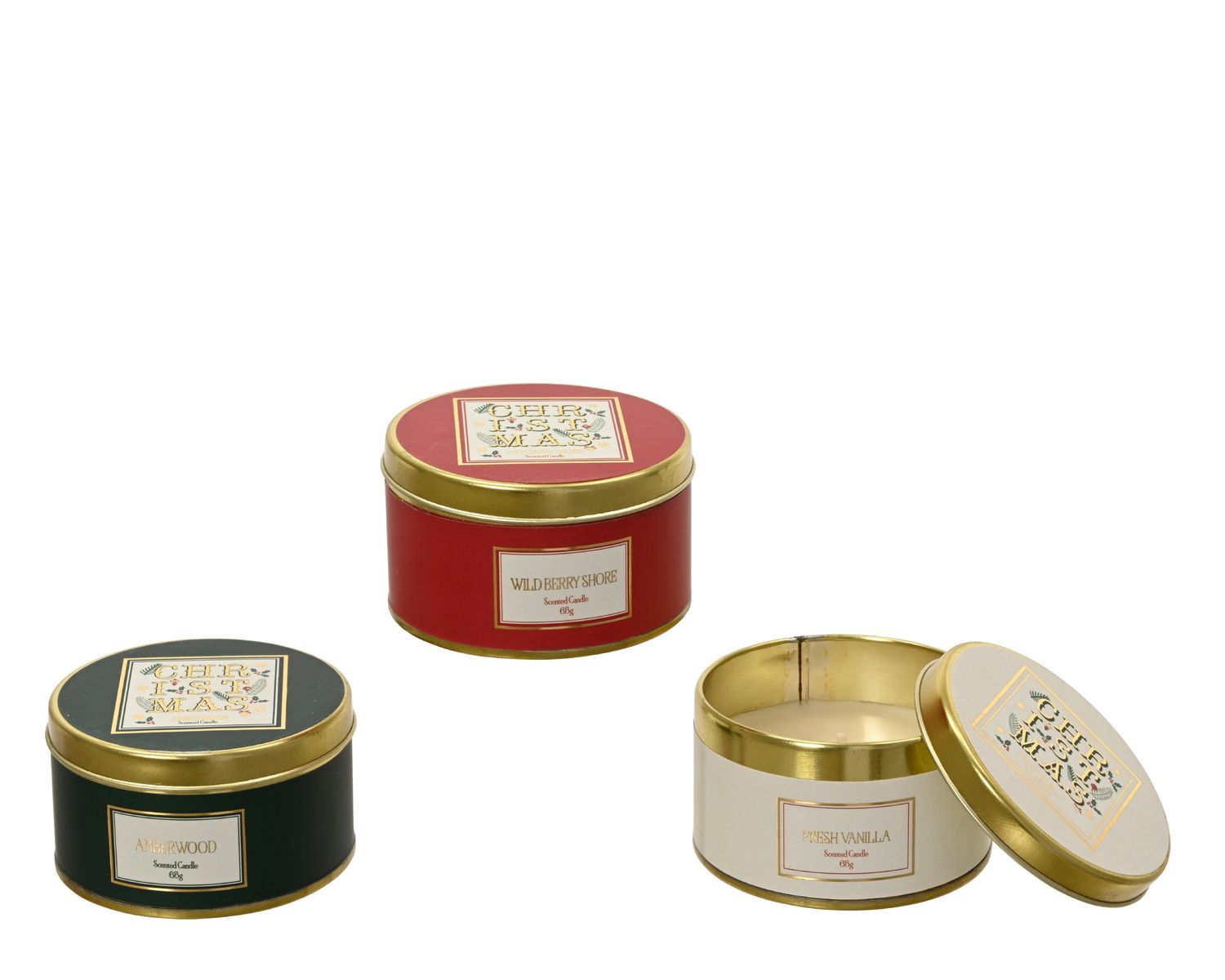 CHRISTMAS SCENTED CANDLE ASSORTED, SCENT: WILD BERRY SHORE