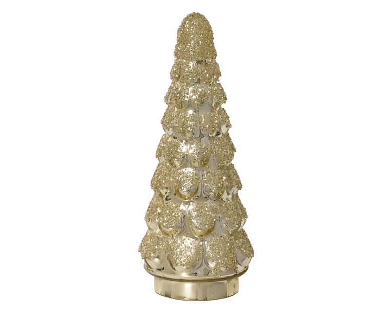 GOLD GLITTER GLASS CHRISTMAS TREE SMALL