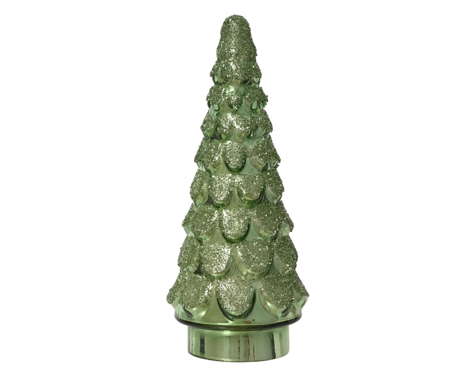 GREEN GLITTER GLASS CHRISTMAS TREE LARGE