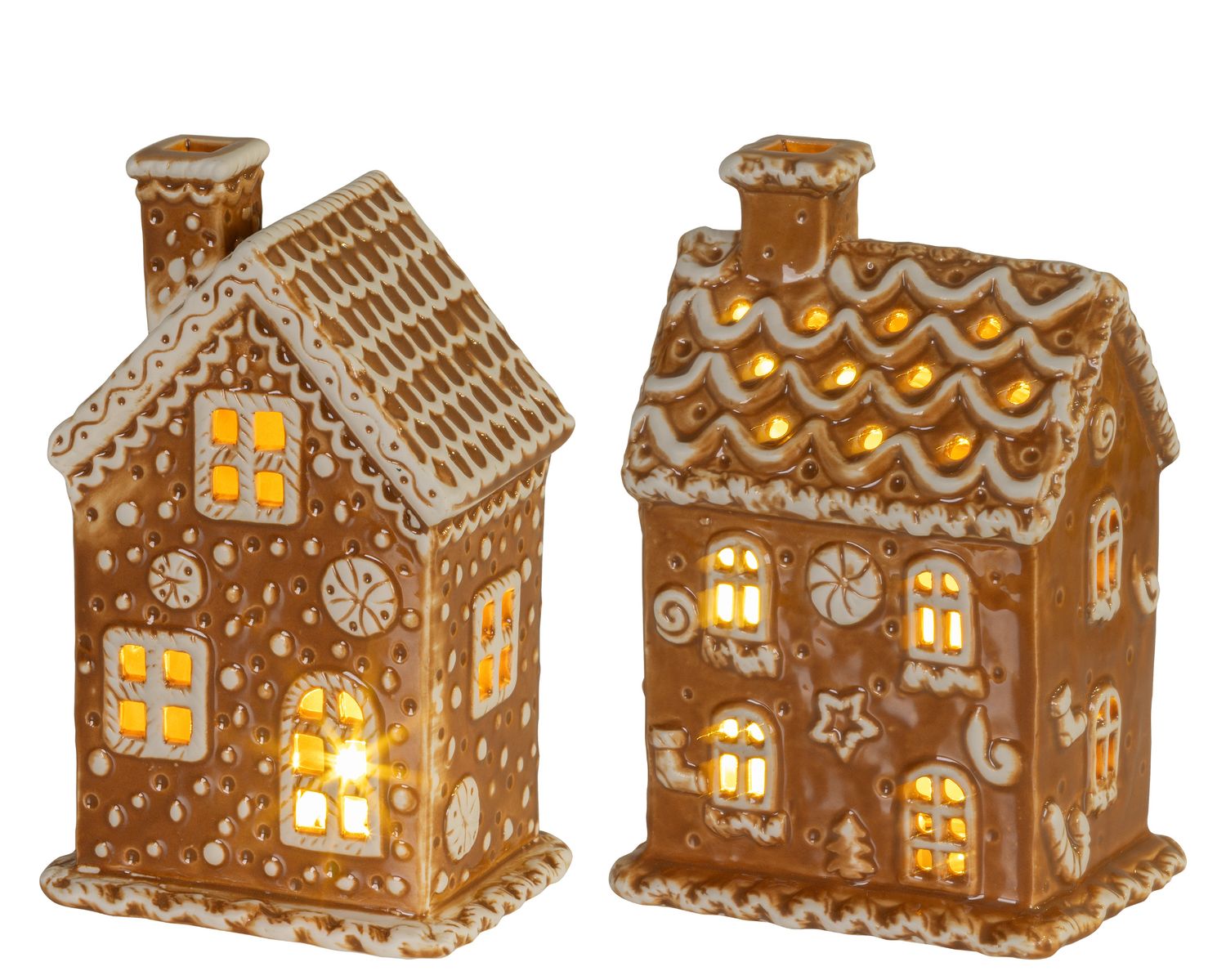LED CERAMIC GINGERBREAD HOUSE, PATTERN: NARROW GINGERBREAD HOUSE