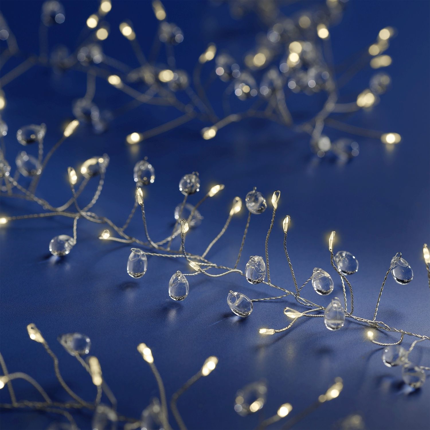 WARM WHITE MICRO LED CLUSTER LIGHTS, STYLE: CLEAR DROPLET