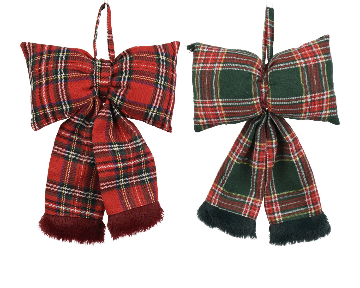 PLAID CHRISTMAS BOW DECOR, Colour: RED TARTAN