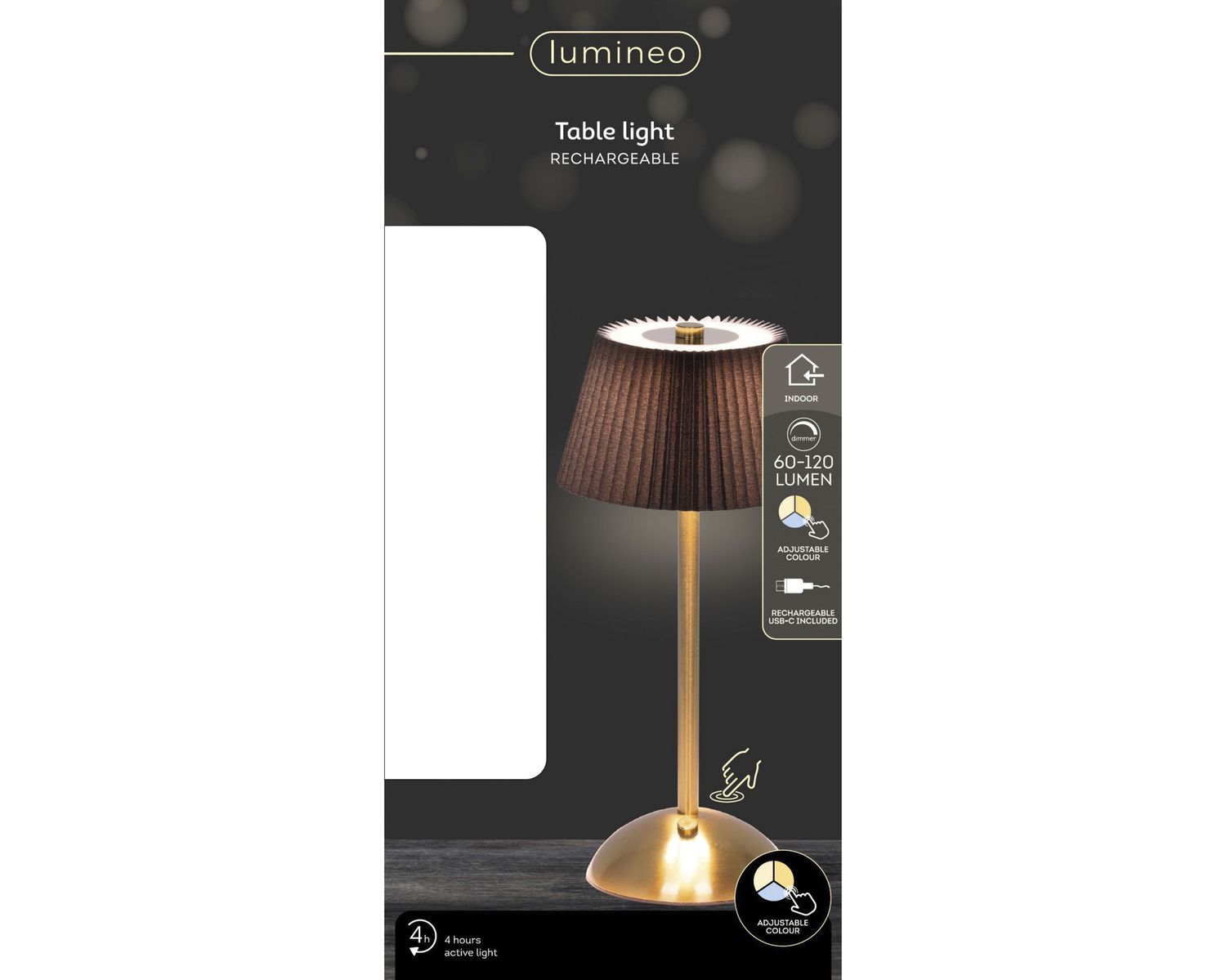 GOLD RECHARGEABLE LED TABLE LAMP WITH BLACK SHADE
