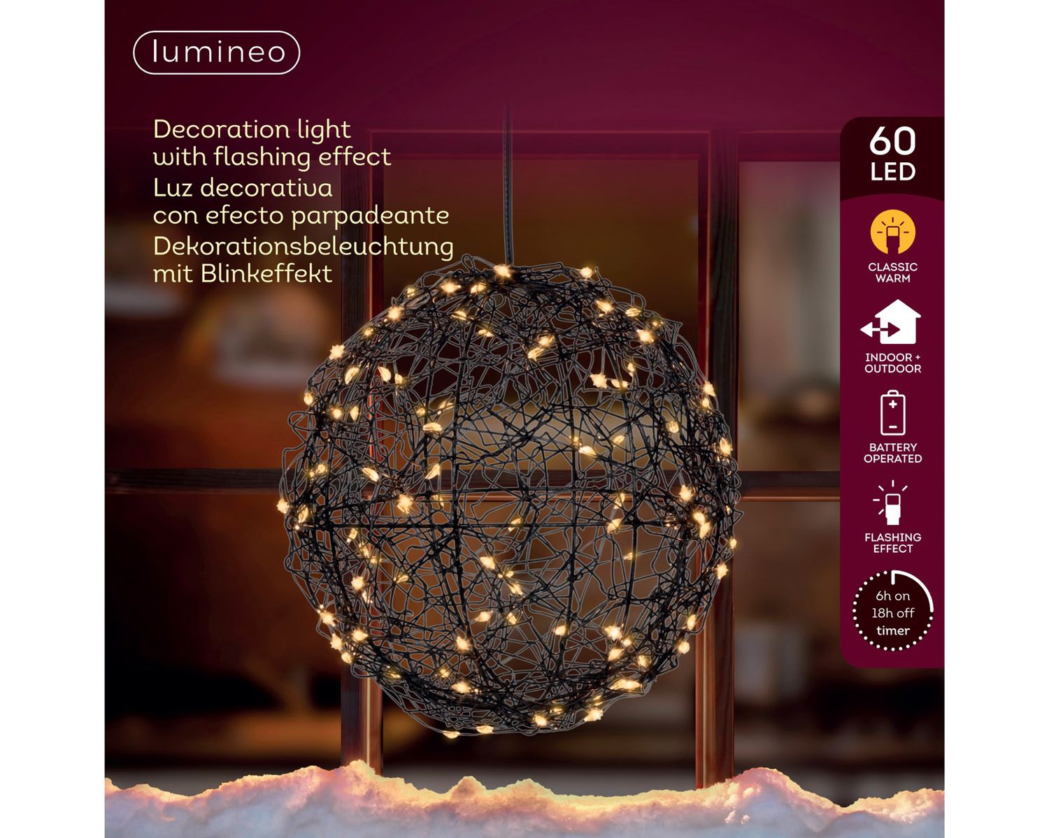 MICRO LED METAL BALL DECOR INDOOR &amp; OUTDOOR, Colour: BLACK WIRE - CLASSIC WARM