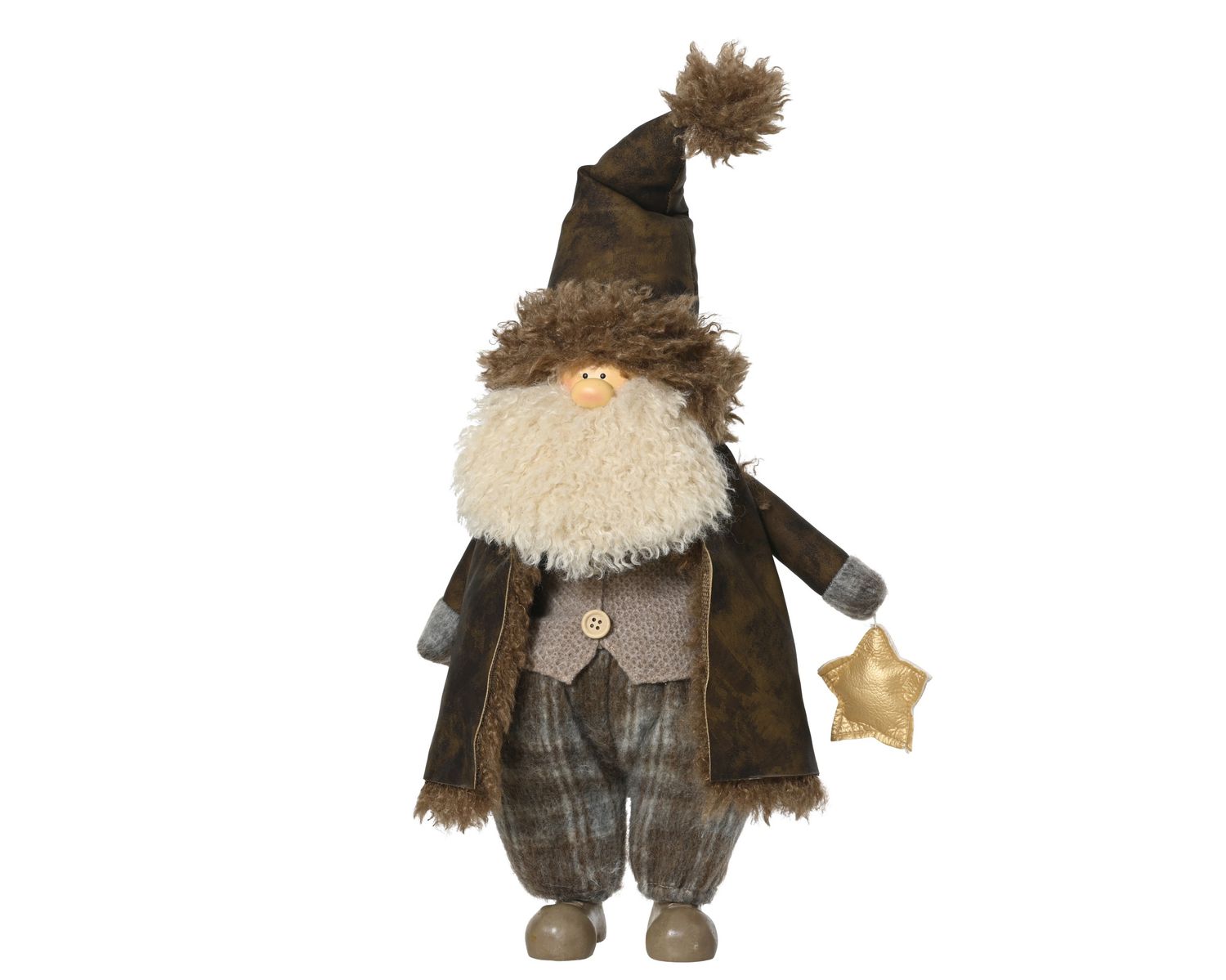 BROWN &amp; CREAM SANTA FIGURINE LARGE