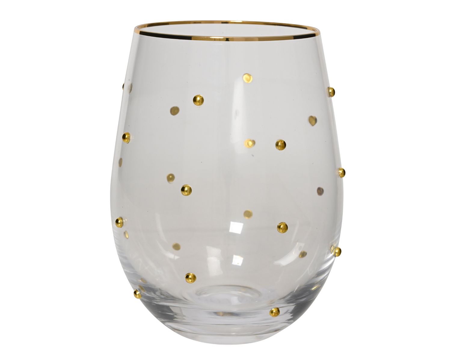 GOLD DOT STEMLESS WINE GLASS
