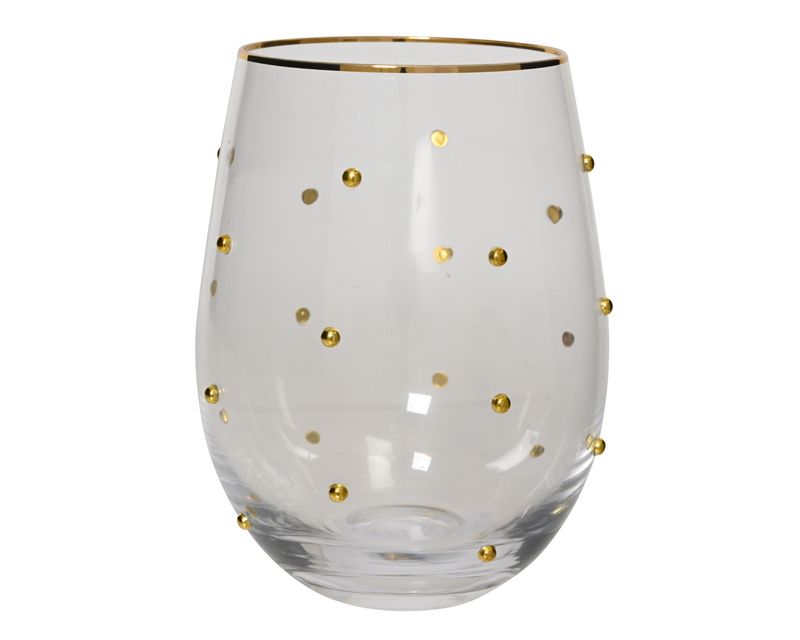 GOLD DOT STEMLESS WINE GLASS