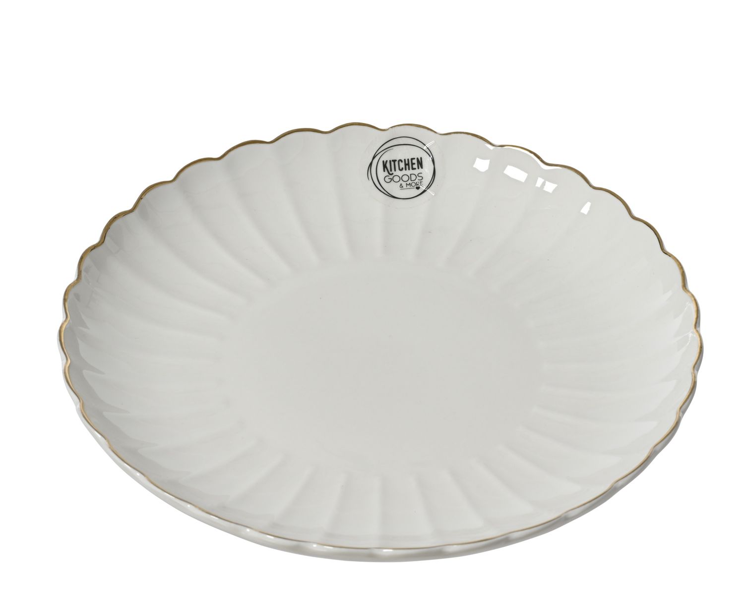 SCALLOPED GOLD RIM PORCELAIN BREAKFAST PLATE