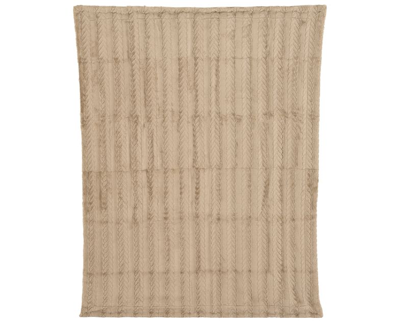 CABLE KNIT FAUX FUR BEIGE THROW