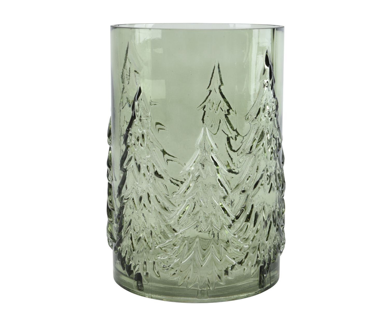 GREEN CHRISTMAS TREE GLASS VASE LARGE