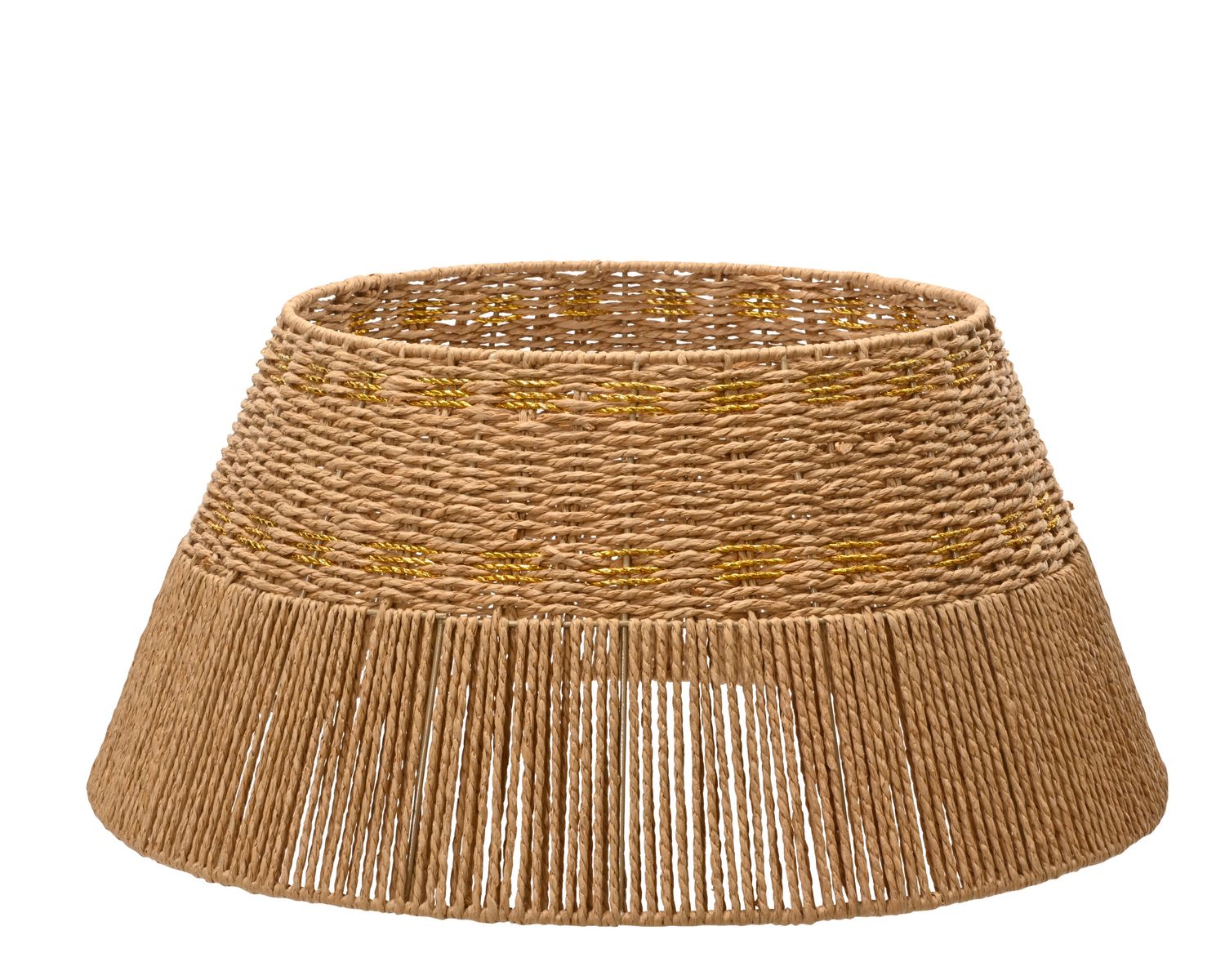 NATURAL &amp; GOLD WOVEN PAPER ROPE CHRISTMAS TREE RING