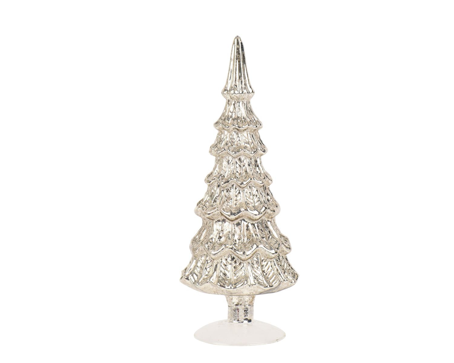 SILVER GLASS CHRISTMAS TREE DECORATION