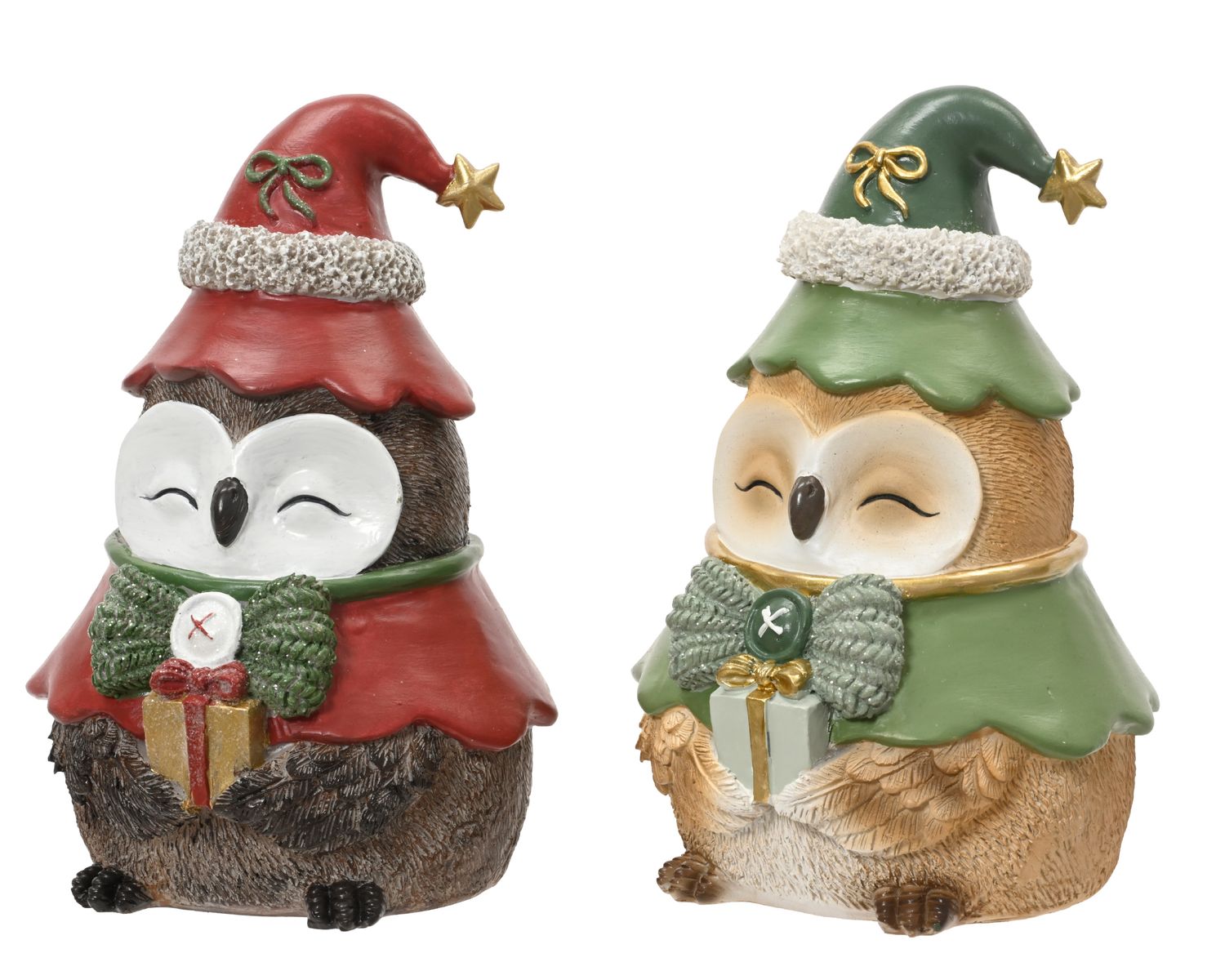 CHRISTMAS GIFT OWL DECORATION, Colour: RED &amp; GREEN