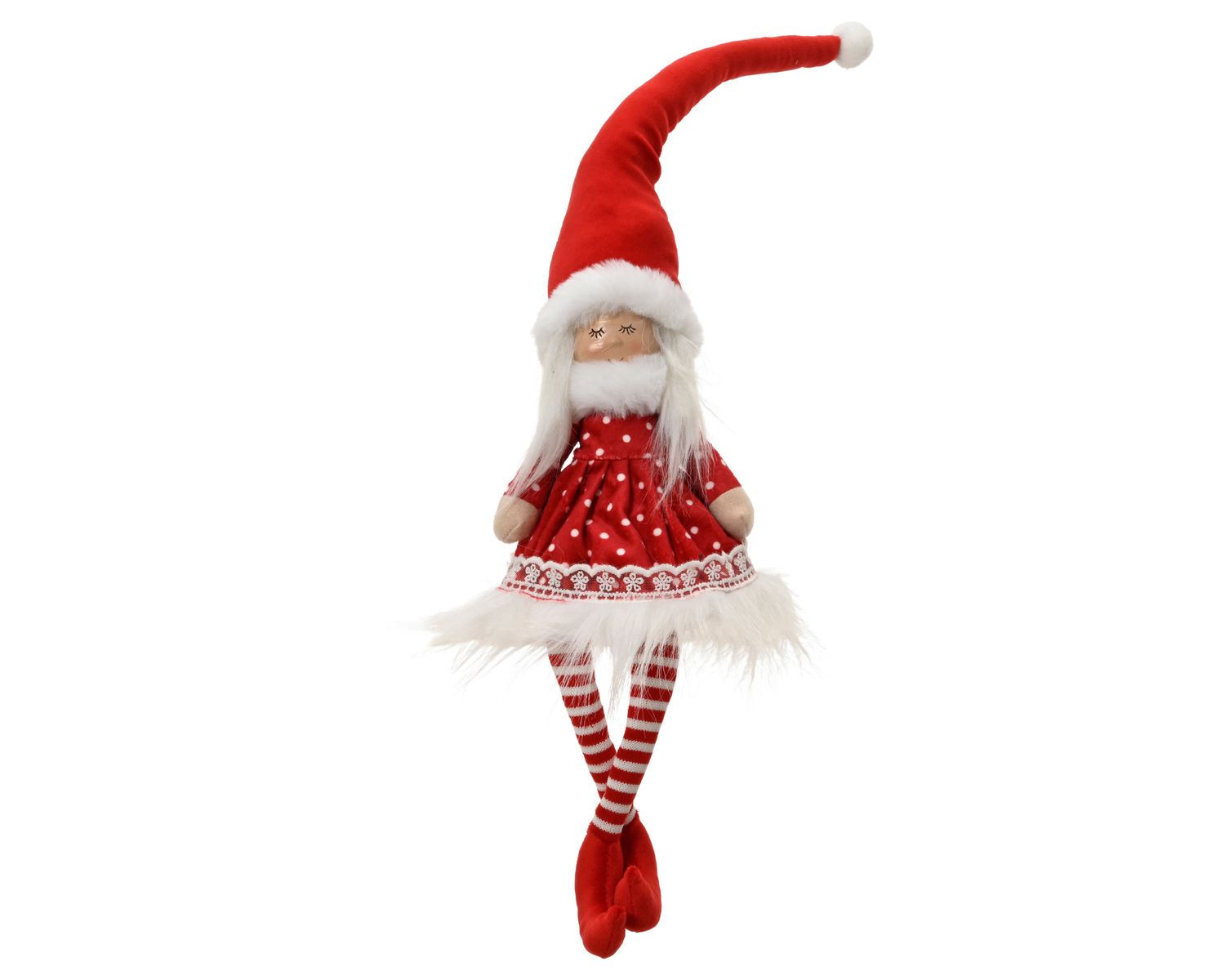 RED &amp; WHITE POLKA DOT WINTER GIRL CHRISTMAS DECOR