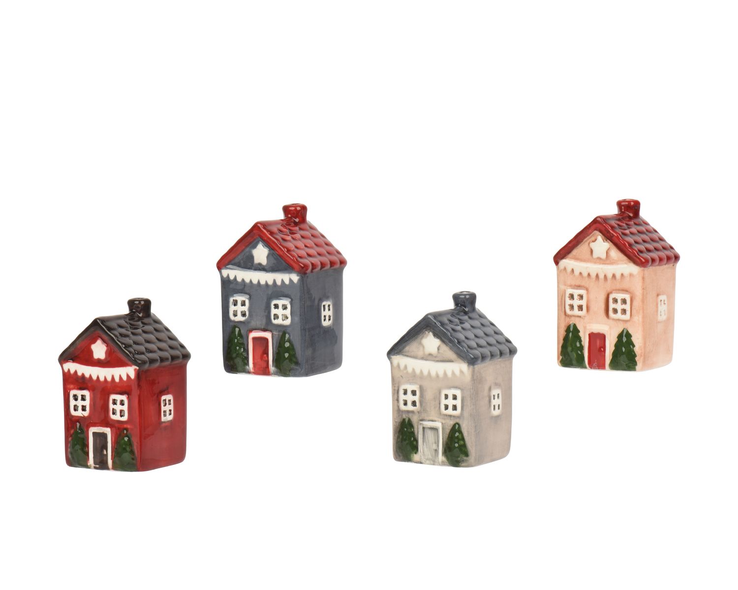 MINI CHRISTMAS CERAMIC HOUSES, Colour: RED