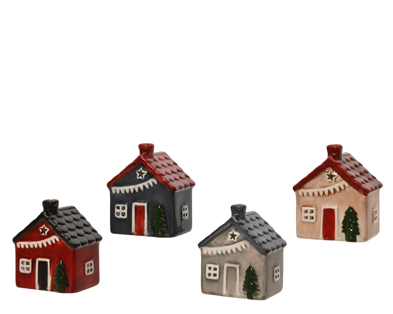 SMALL CHRISTMAS CERAMIC HOUSE, Colour: RED