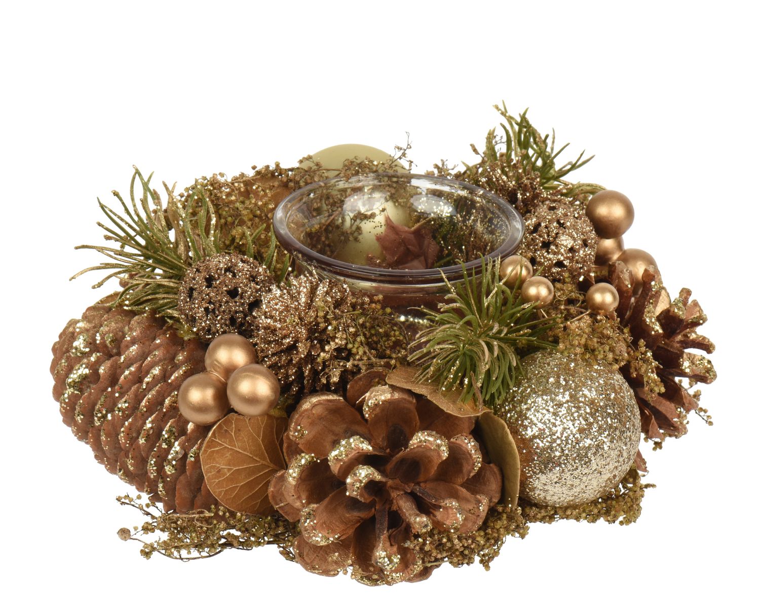 GOLD PINECONE CHRISTMAS TEALIGHT HOLDER