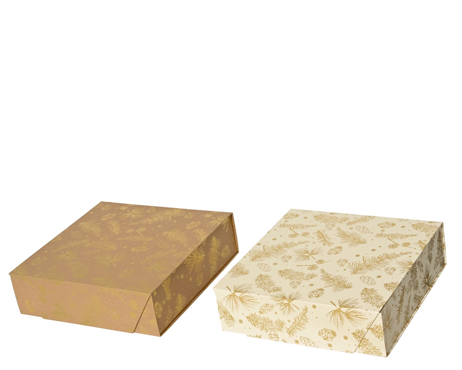 CHRISTMAS PINE GIFT BOX, Colour: TAUPE &amp; GOLD