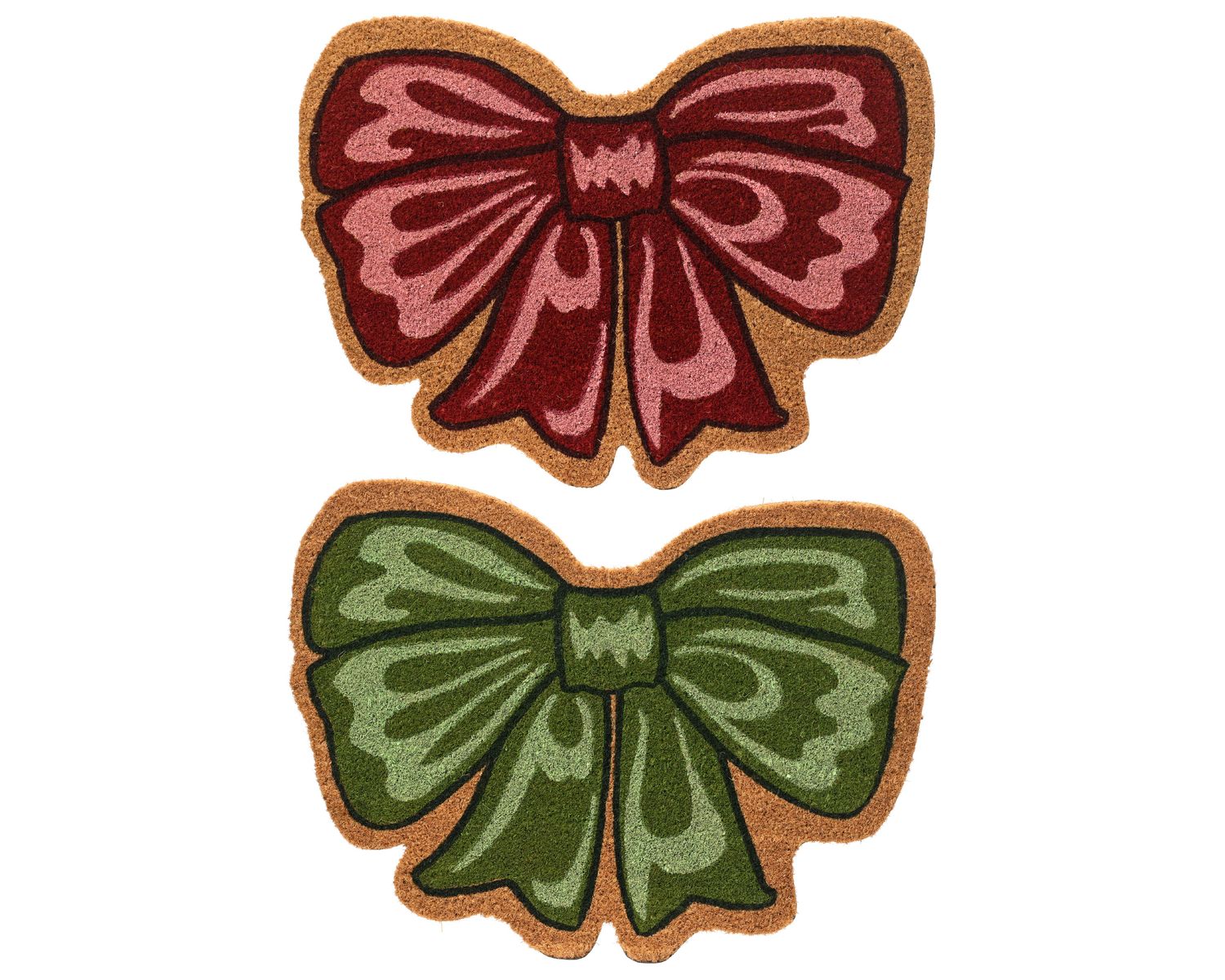 BOW COIR DOORMAT - INDOOR, Colour: RED &amp; PINK