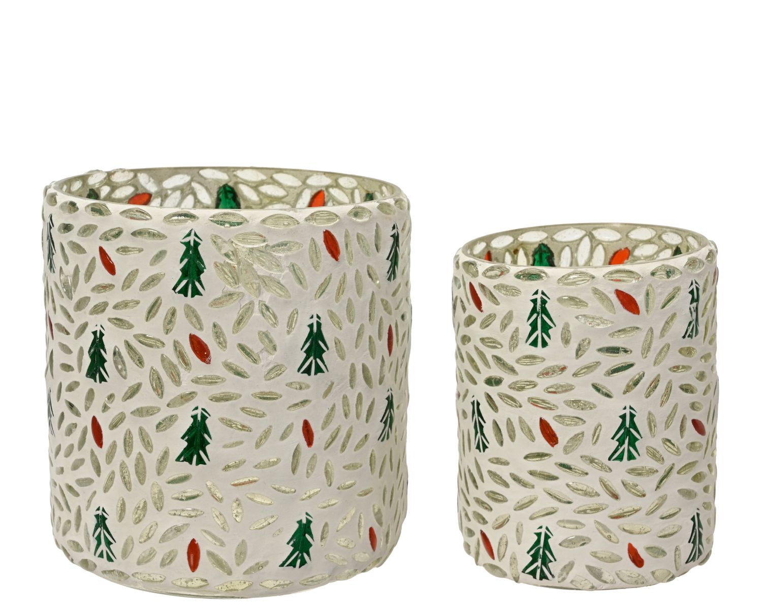 CHRISTMAS TREE GLASS TEALIGHT HOLDERS - SET OF 2
