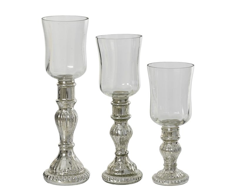 CLASSIC SILVER GLASS CANDLE HOLDER