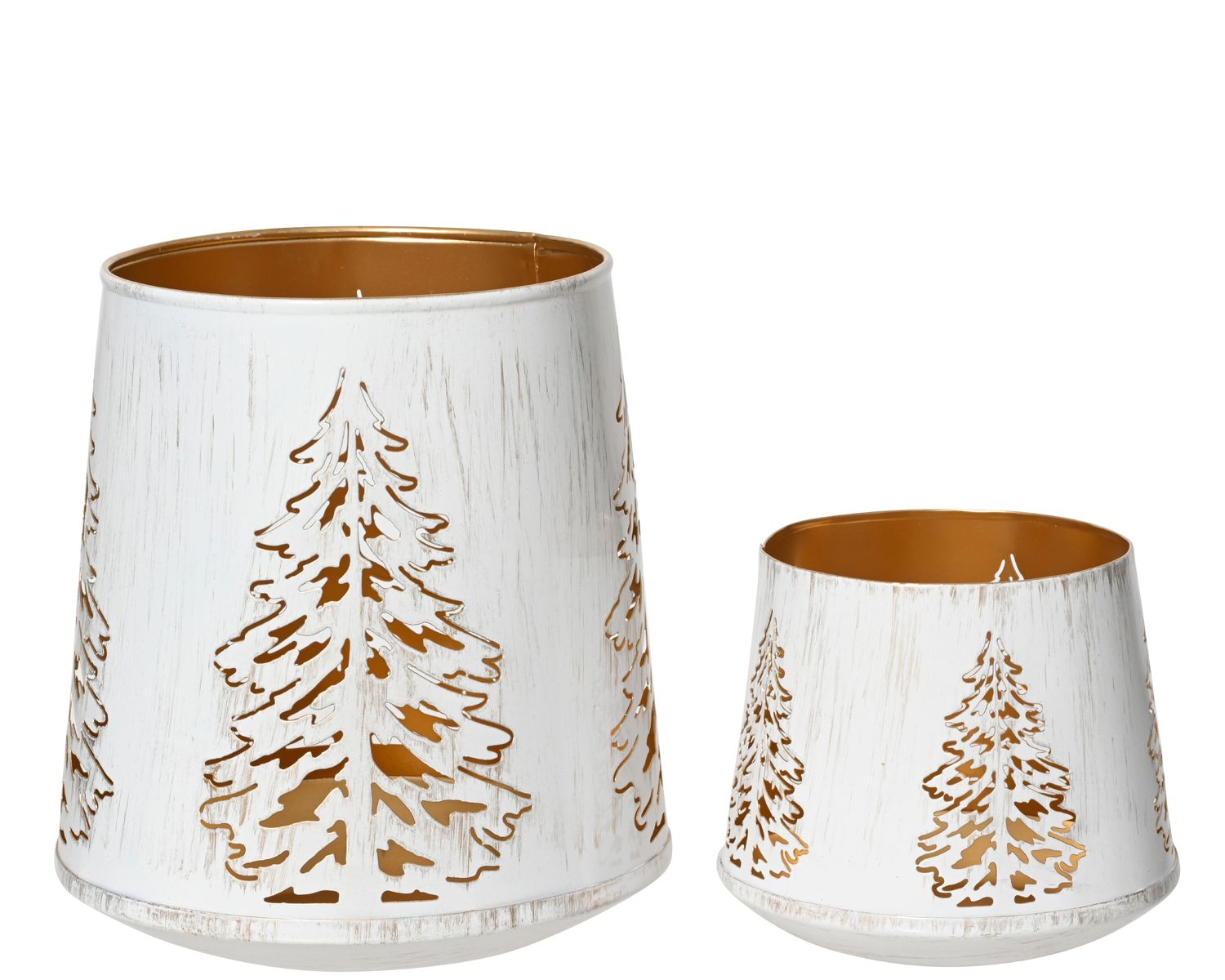 GOLD &amp; CHAMPAGNE IRON CHRISTMAS TREE CANDLE HOLDER, Size: LARGE