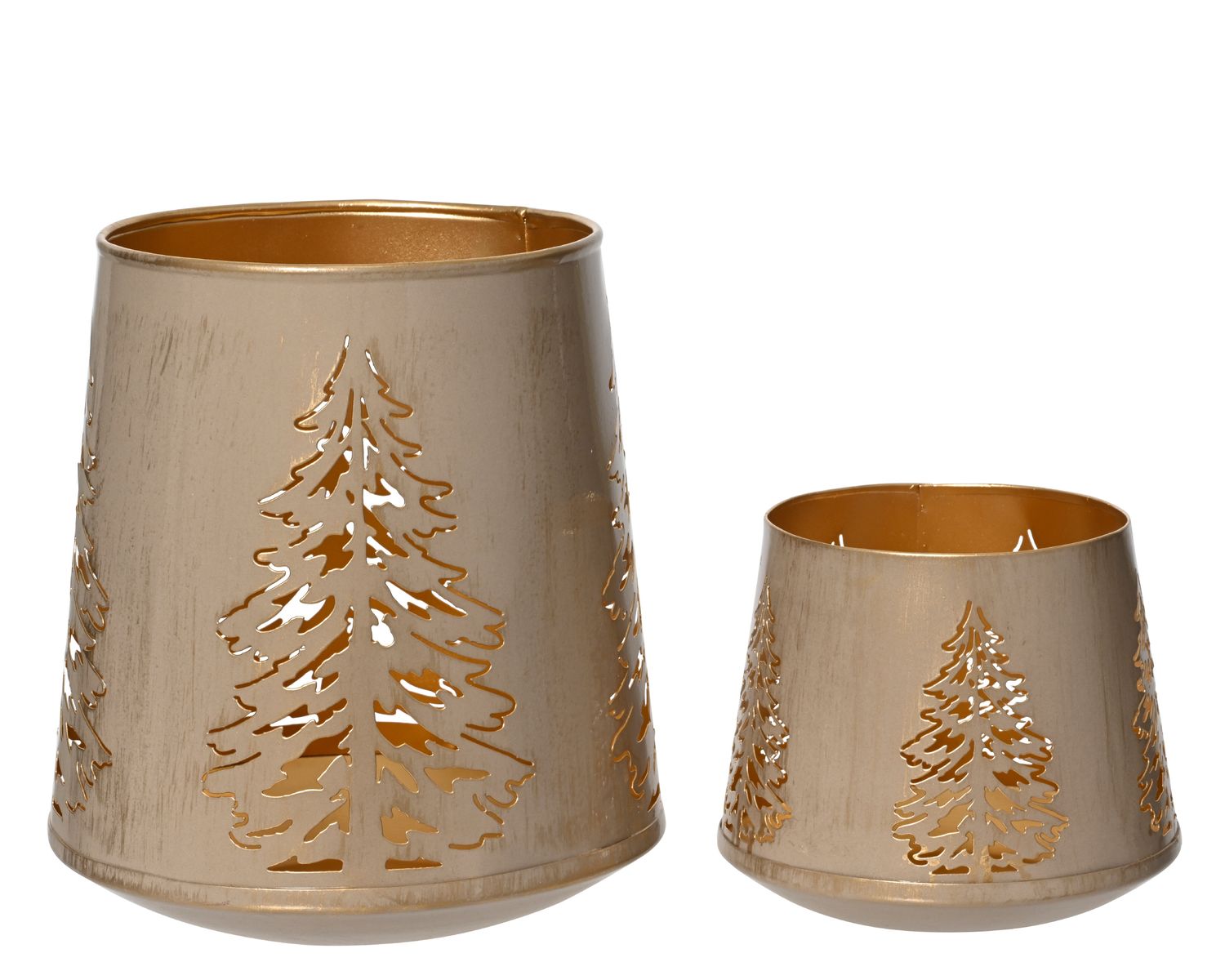 WHITE &amp; CHAMPAGNE IRON CHRISTMAS TREE CANDLE HOLDER, Size: LARGE