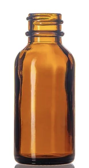 1oz Amber Glass Boston Round Neck 20/400