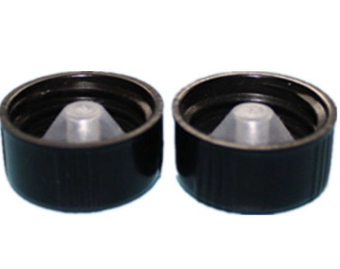 Black plastic cap with inner conical plug 20/410